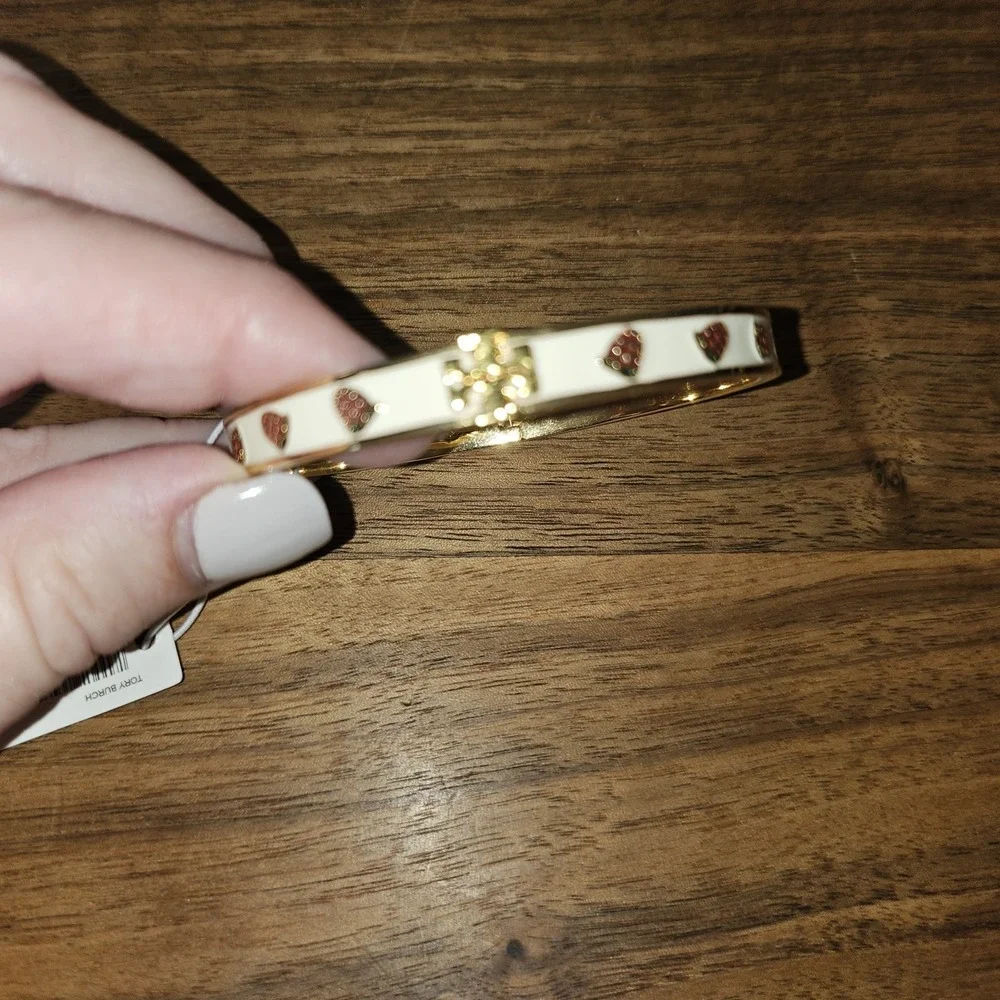 Tory Burch Kira Enameled Strawberry Bangle Bracelet. Rare Preppy  Whimsica Fun